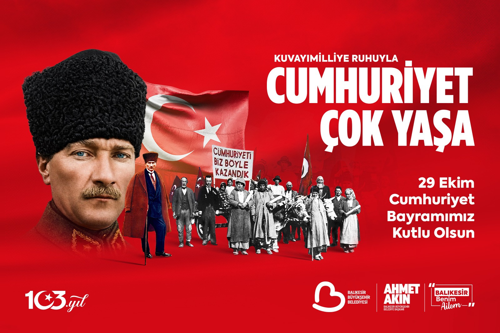 Balıkesir Büyükşehir Belediye Başkanı Ahmet Akın, Cumhuriyet’in 103. yıl dönümü
